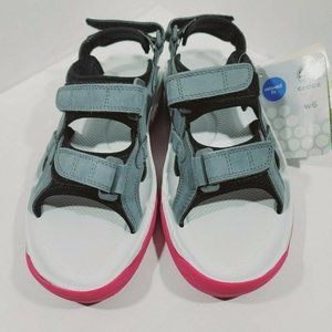 Crocs XTG LoPro Golf Sandals Womens Size W 6 Gray Pink White.